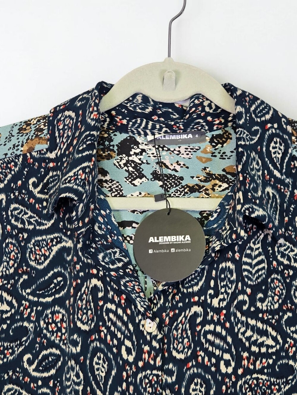 Alembika Paisley Shirt Dress Size 4 US size L / XL Oversize NEW $324 - Picture 5 of 16